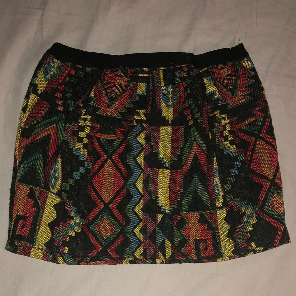 Tribal Print Embroidered Tube Skirt